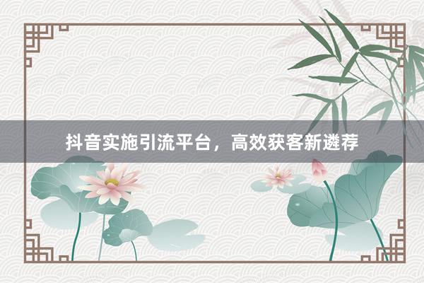 抖音实施引流平台，高效获客新遴荐